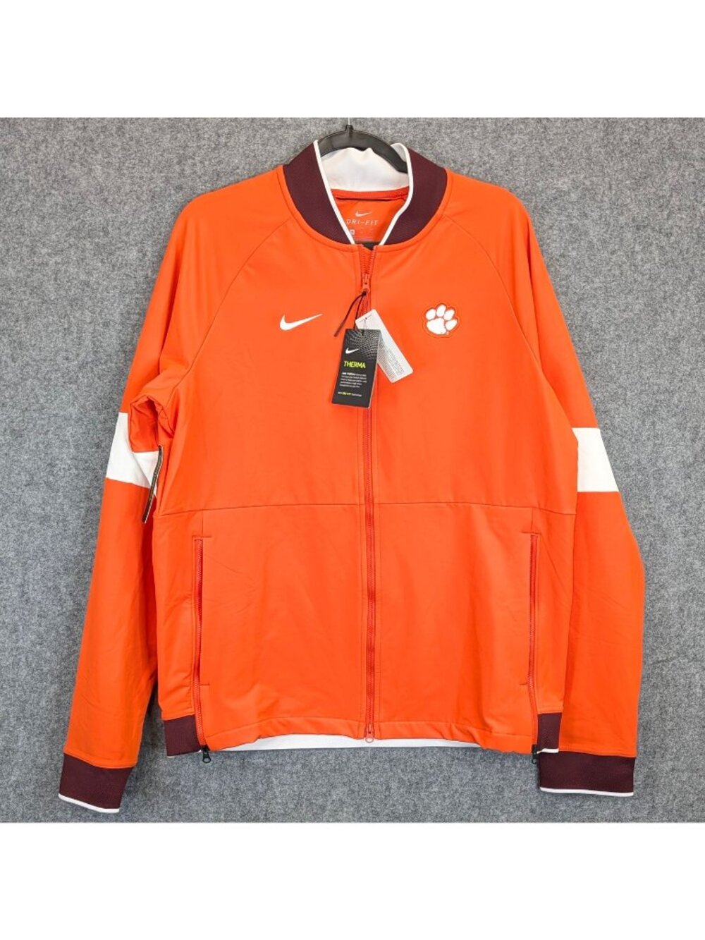 Nike Clemson Tigers Dri-Fit Orange Therma Full Zip Jacket Men's Medium NWT